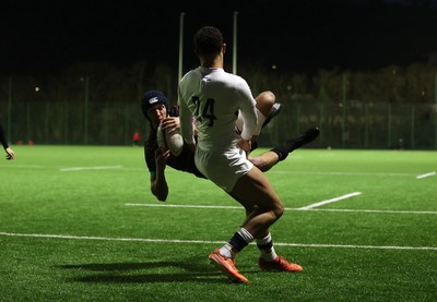 191225 - Wales U19s v England U19s - International Friendly - Dylan Scott of Wales gets the high ball to score a try