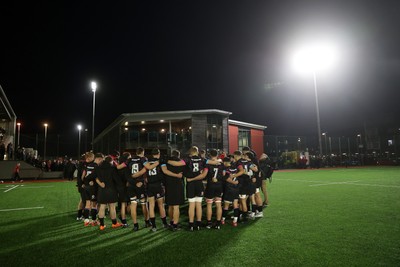 191225 - Wales U19s v England U19s - International Friendly - Wales team huddle at full time