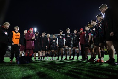 191225 - Wales U19s v England U19s - International Friendly - Wales team huddle at full time