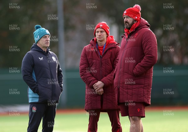 191225 - Wales U19s v England U19s - International Friendly - England Head Coach Mark Mapletoft with Wales Head Coach Richard Whiffin and Team Manager Andy Lloyd