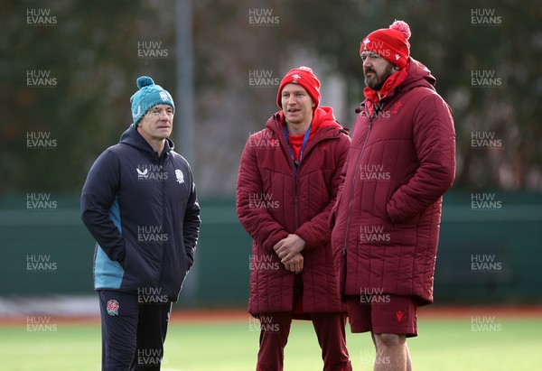 191225 - Wales U19s v England U19s - International Friendly - England Head Coach Mark Mapletoft with Wales Head Coach Richard Whiffin and Team Manager Andy Lloyd