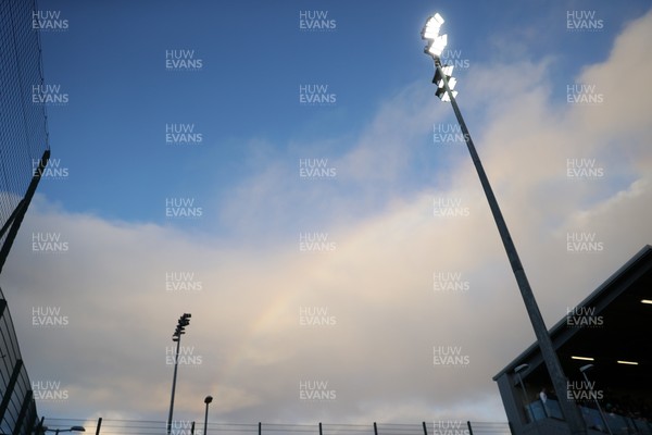 191225 - Wales U19s v England U19s - International Friendly - General View of Ystrad Mynach floodlights