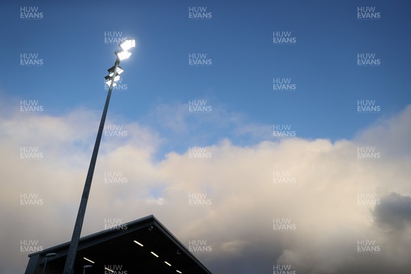 191225 - Wales U19s v England U19s - International Friendly - General View of Ystrad Mynach floodlights