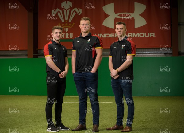 200117 - Wales U20 Press Conference - Wales U20 squad members, left to right, Arwel Robson, Shane Lewis-Hughes and Ioan Nicholas by Gareth Everett