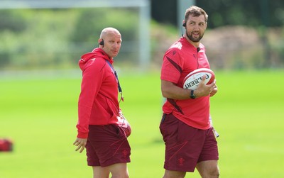 090626 - Wales U20 Rugby Training - Wales u20 head coach Richard Whiffin and Wales u20 coach Josh Turnbull during a training session ahead of the U20 World Cup in Georgia