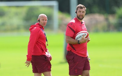090626 - Wales U20 Rugby Training - Wales u20 head coach Richard Whiffin and Wales u20 coach Josh Turnbull during a training session ahead of the U20 World Cup in Georgia