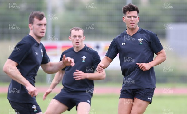 110618 -  Wales U20 Training Session - Cai Evans, Ioan Nicholas and Tiaan Thomas-Wheeler during training ahead of the match against Argentina