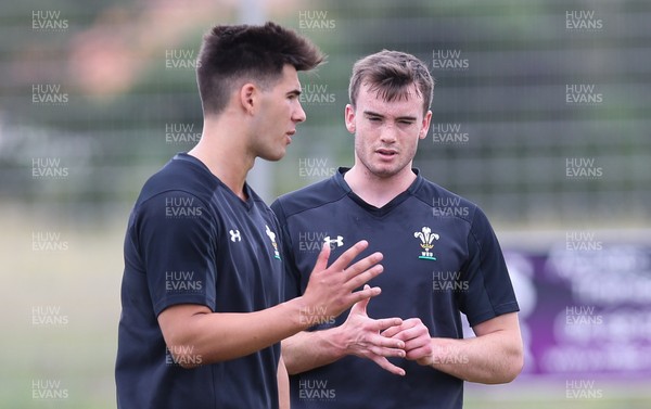 110618 -  Wales U20 Training Session - Tiaan Thomas-Wheeler and Cai Evans during training ahead of the match against Argentina