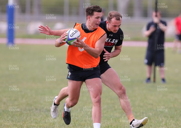 150618 - Wales U20 Training Session - Dewi Cross and Ioan Nicholas during training ahead of the match against Italy