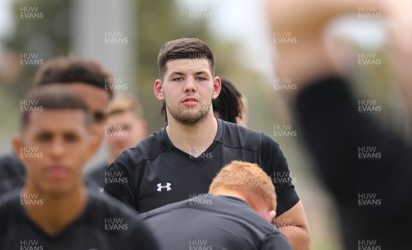 270518 - Wales U20 Squad Training session - Rhys Davies, second row, during a training session ahead of the opening match of the World Rugby U20 Championship