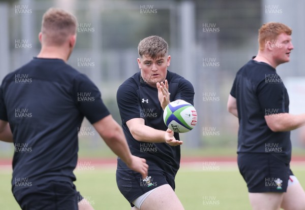 280518 - Wales U20 Squad Training session - Rhys Davies, prop, during a training session ahead of the opening match of the World Rugby U20 Championship