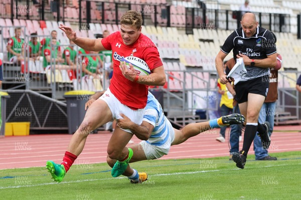 120618 -  Wales U20 v Argentina U20, World Rugby U20 Championship, 5th Place Semi Final - Corey Baldwin of Wales is tackled short of the line