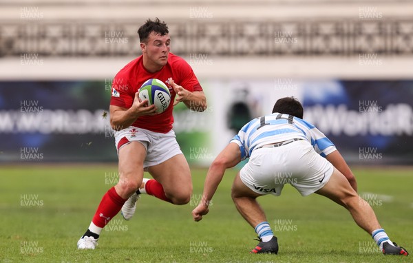 120618 -  Wales U20 v Argentina U20, World Rugby U20 Championship, 5th Place Semi Final - Ryan Conbeer of Wales takes on Pablo Avellaneda of Argentina