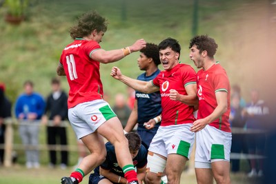 060625 - Wales U20 v England U20 - U20 World Championship Warm Up - Elijah Evans of Wales scores a try