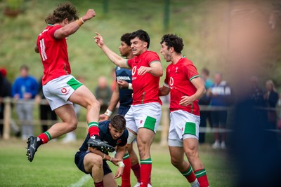 060625 - Wales U20 v England U20 - U20 World Championship Warm Up - Elijah Evans (c) of Wales scores a try