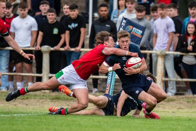 060625 - Wales U20 v England U20 - U20 World Championship Warm Up - Jack Cotgreave of England is tackled by Aidan Boshoff of Wales