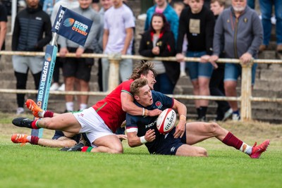 060625 - Wales U20 v England U20 - U20 World Championship Warm Up - Jack Cotgreave of England is tackled by Aidan Boshoff of Wales