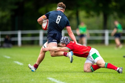 060625 - Wales U20 v England U20 - U20 World Championship Warm Up - Ioan Duggan of Wales tackles Connor Treacey of England