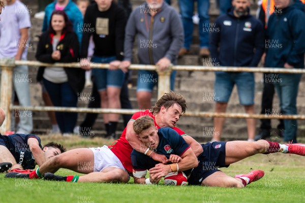 060625 - Wales U20 v England U20 - U20 World Championship Warm Up - Jack Cotgreave of England is tackled by Aidan Boshoff of Wales
