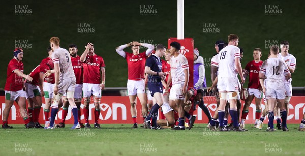 240223 - Wales U20 v England U20, U20 Six Nations 2023 - The players react at the end of the match