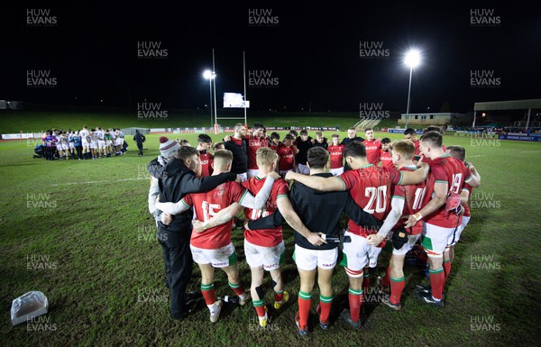 240223 - Wales U20 v England U20, U20 Six Nations 2023 - Wales huddle up at the end of the match