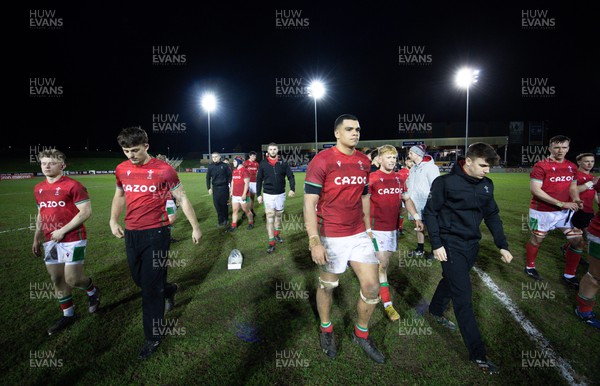 240223 - Wales U20 v England U20, U20 Six Nations 2023 - Wales players leave the pitch at the end of the match