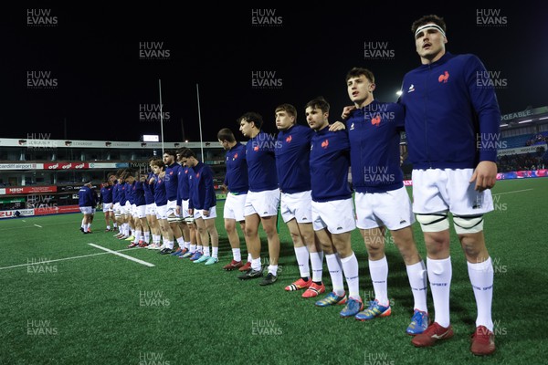 070324 - Wales U20 v France U20, U20 6 Nations - French players line up for the anthem