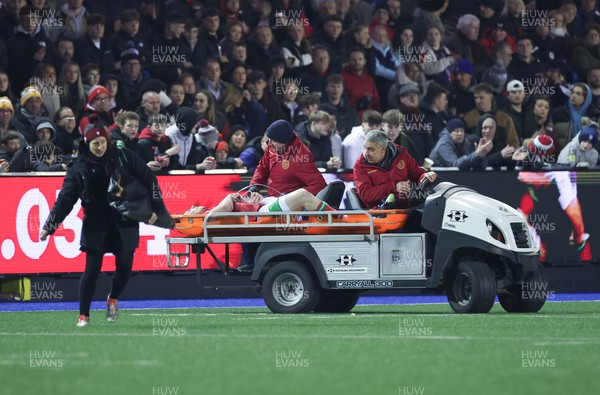 070324 - Wales U20 v France U20, U20 6 Nations - Harri Ackerman of Wales is stretchered from the pitch after being injured