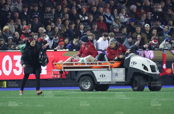 070324 - Wales U20 v France U20, U20 6 Nations - Harri Ackerman of Wales is stretchered from the pitch after being injured