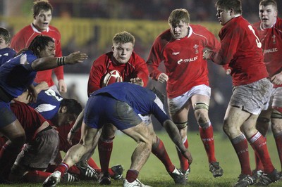 14.03.08 ..  Wales U20 v France U20, U20 Six Nations, Newport -  Wales' Rhys Lawrence is stopped short of the line 