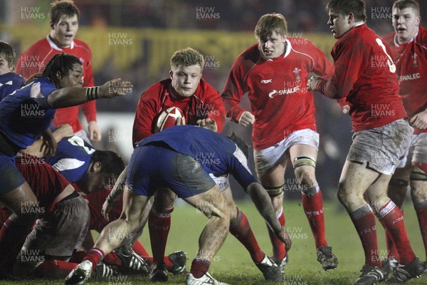 14.03.08 ..  Wales U20 v France U20, U20 Six Nations, Newport -  Wales' Rhys Lawrence is stopped short of the line 