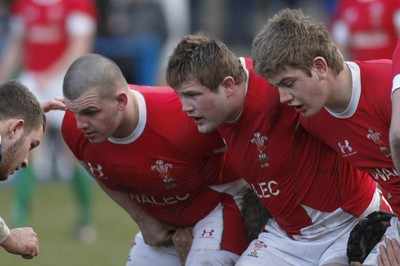 26.02.10 Wales U20's v France U20's - Under 20 Six Nations Championship - Wales' (L-R): Rhodri Jones, Rhys Williams, Simon Gardiner. 