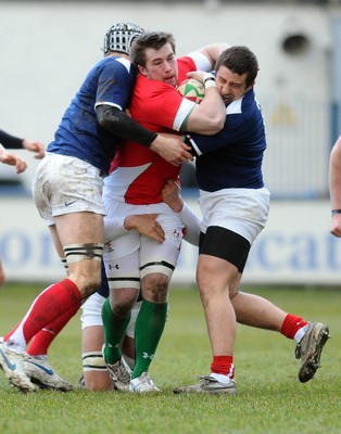 26.02.10 - Six Nations Under 20 Championship, Wales Under 20 v France Under 20 Wales' Morgan Allen is stopped 