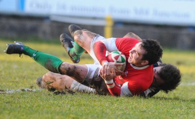 26.02.10 - Six Nations Under 20 Championship, Wales Under 20 v France Under 20 Wales' Kristian Phillips scores his third try 