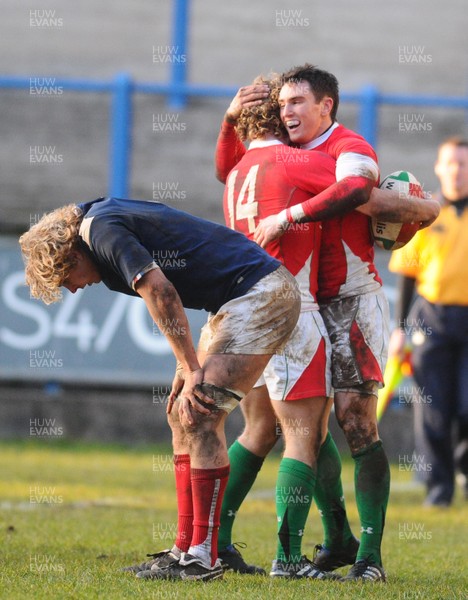 26.02.10 - Six Nations Under 20 Championship, Wales Under 20 v France Under 20 Wales' Kristian Phillips celebrates after scoring his third try 