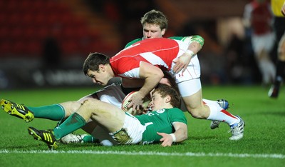 11.03.11 - Wales Under 20 v Ireland Under 20 - Under 20 Six Nations - Adam Warren of Wales scores try. 