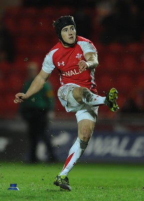 11.03.11 - Wales Under 20 v Ireland Under 20 - Under 20 Six Nations - Matthew Morgan of Wales kicks at goal. 
