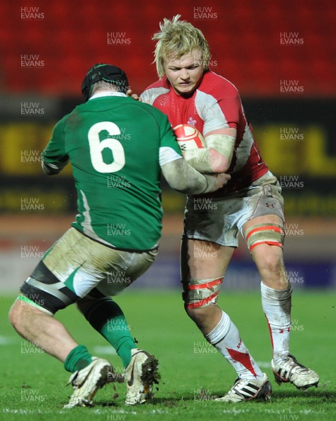 11.03.11 - Wales Under 20 v Ireland Under 20 - Under 20 Six Nations - Luke Hamilton of Wales takes on Shane Buckley of Ireland. 