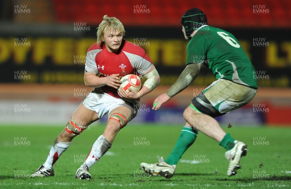 11.03.11 - Wales Under 20 v Ireland Under 20 - Under 20 Six Nations - Luke Hamilton of Wales takes on Shane Buckley of Ireland. 
