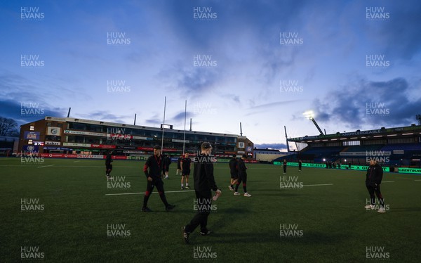 150324 - Wales U20 v Italy U20, U20 6 Nations - Wales U20 players take a look at the pitch ahead of the match