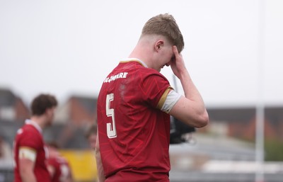 150326 - Wales v Italy, U20 Six Nations 2026 - Osian Williams of Wales shows the disappointment on the final whistle