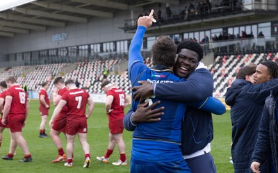 150326 - Wales v Italy, U20 Six Nations 2026 - Italy players celebrate at the end of the match
