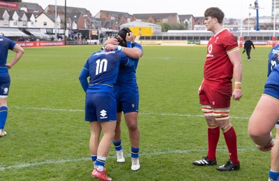 150326 - Wales v Italy, U20 Six Nations 2026 - Italy players celebrate at the end of the match
