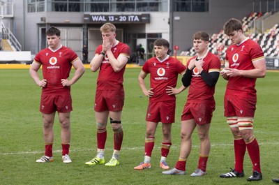 150326 - Wales v Italy, U20 Six Nations 2026 - Wales players show the dejection at the end of the match