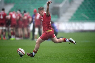 150326 - Wales U20 v Italy U20 - U20 Six Nations Championship - Lloyd Lucas of Wales kicks the conversion