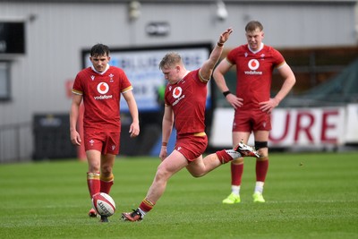 150326 - Wales U20 v Italy U20 - U20 Six Nations Championship - Lloyd Lucas of Wales kicks a penalty