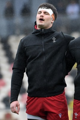 150326 - Wales U20 v Italy U20 - U20 Six Nations Championship - Deian Gwynne of Wales during the anthem