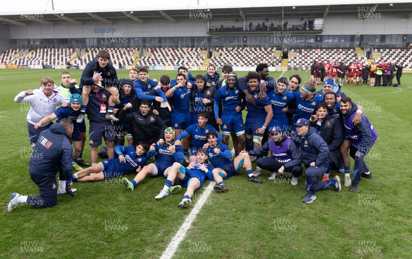 150326 - Wales v Italy, U20 Six Nations 2026 - Italy celebrates at the end of the match