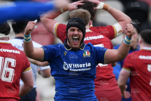 150326 - Wales U20 v Italy U20 - U20 Six Nations Championship - Giacomo Messori of italy celebrates the win at full time