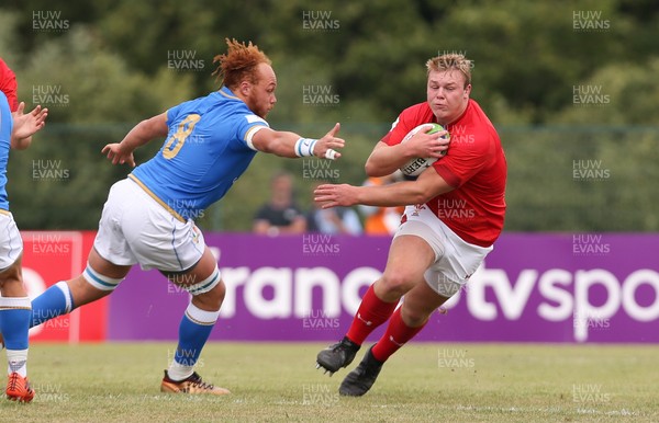 170618 - Wales U20 v Italy U20, World Rugby U20 Championship Seventh Place Play Off - Dewi Lake of Wales takes on Lodovico Manni of Italy